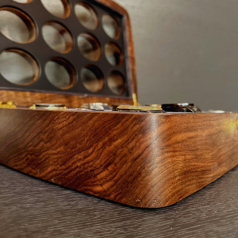 Handmade twelve-compartment walnut organizer for watch collections