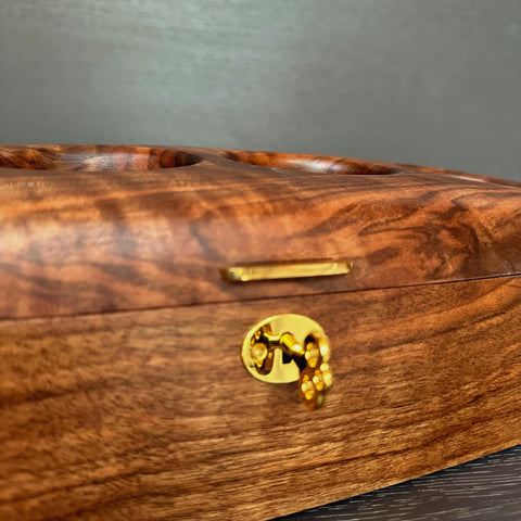 Solid walnut luxury watch display organizer with fabric compartments