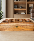 Unique natural walnut wood grain on handmade watch organizer