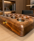 Luxury handcrafted walnut watch case with glass display lid