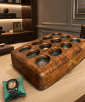 Solid walnut watch storage case with premium fabric-lined interior