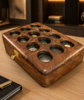 Luxury walnut watch organizer with twelve individually padded compartments