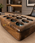 Solid walnut twelve-watch organizer with natural oil finish