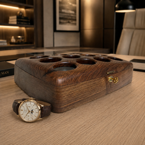 One-piece solid walnut lid and body construction for watch case