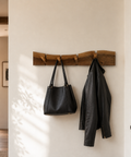 Custom made live edge walnut coat rack for an entryway or hallway