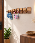 Natural walnut folding coat hooks designed for functional wall storage
