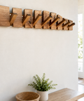 Unique handcrafted live edge walnut wall coat rack with hidden style hooks