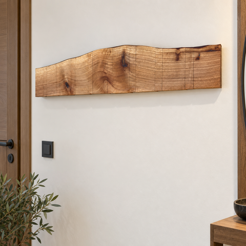 Decorative solid walnut folding hook rack for jackets scarves and bags
