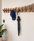 Walnut wall mounted coat hooks combining natural edge and modern design