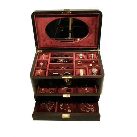 Black Oak Jewelry Box - Elegant Design and Premium Quality