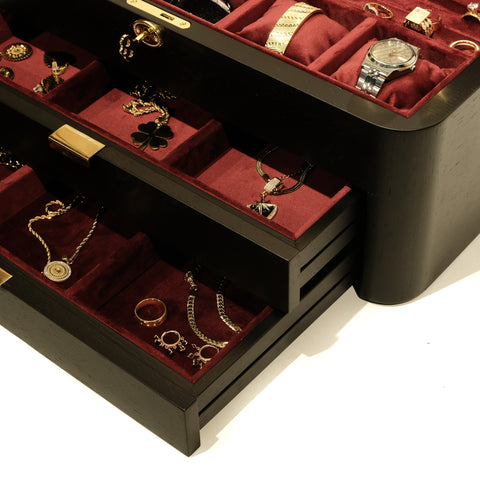 Black Oak Jewelry Box - Elegant Design and Premium Quality