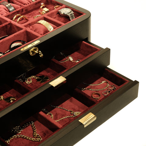 Black Oak Jewelry Box - Elegant Design and Premium Quality