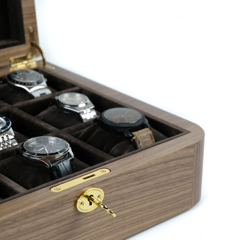 Walnut Watch Organizer for 9 Watches