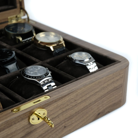 Walnut Watch Organizer for 12 Watches