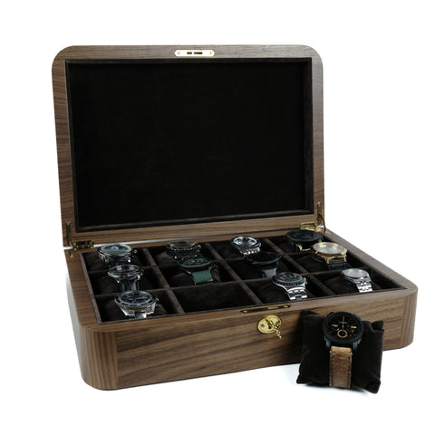 Walnut Watch Organizer for 12 Watches