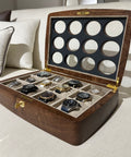 Handcrafted twelve-slot watch organizer with soft watch cushions